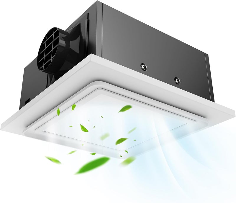 Gopher Upgrade 12" Ultra Quiet Bathroom Exhaust Fan with 6500K LED Light, 1.0 Sone 120 CFM, 10x10 Mount, 1500 LM Ceiling Ventilation Fan, Energy Efficient (12in Metal LED Light) - Image 1